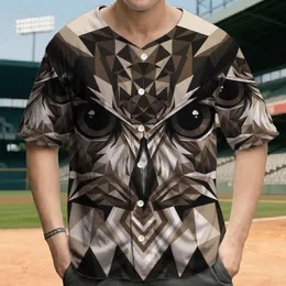 Abstract Geometric Owl Face Diamond Beak Dark Eyes - Art Lover Gift for Bird Lovers Baseball Jersey