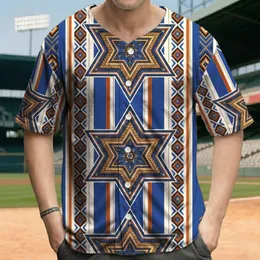Ethnic Concentric Six-Pointed Stars Zigzag Diamond Stripes - Artistic Lifestyle Gift Baseball Jersey