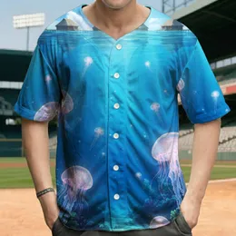 Luminous Jellyfish Coral Overwater Bungalows - Ocean Life Lover Gift Baseball Jersey