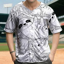 Black White Cartoon Sloths Cluster - Wildlife Lover Gift for Sloth Lovers Baseball Jersey