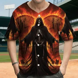 Grim Reaper Fiery Clock Apocalypse - Dark Fantasy Collector Gift Baseball Jersey