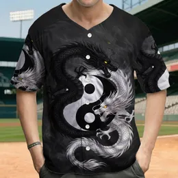 Black White Chinese Dragons Yin Yang Symbol - Mythical Beast Collector Gift Baseball Jersey