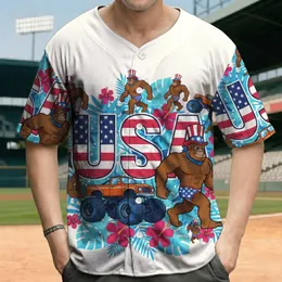 USA Stars Stripes Bigfoot Monster Truck Tropical - Fourth of July Celebration Baseball Jersey