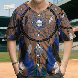 Royal Blue Teal Dreamcatcher Tribal Feathers Silver Disc Blue Web - Boho Lifestyle Gift Baseball Jersey