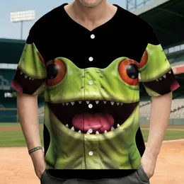 Cartoon Frog Huge Eyes Wide Mouth Sharp Teeth - Wildlife Gift Baseball Jersey