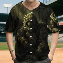 Stealthy Ghillie Suit Figure in Dense Forest Undergrowth - Outdoor Adventurer Gift Baseball Jersey