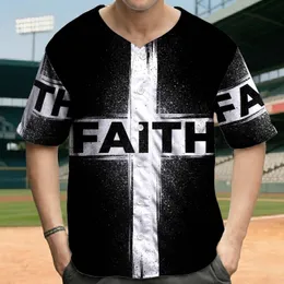 Distressed White Christian Cross FAITH Text Black Background - Christian Lifestyle Gift Baseball Jersey