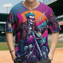 Skeleton Character Chopper Motorcycle Synthwave - Biker Lifestyle Gift Baseball Jersey