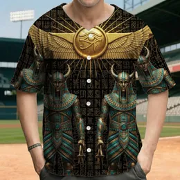 All-Seeing Eye Winged Disc, Ancient Warrior Figures, Ancient Runes - Everyday Wear Baseball Jersey