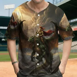 Golden Knight Emerald Dragon Spear - Fantasy Lover Adventure Gift Baseball Jersey