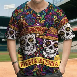 Sugar Skulls Hats Floral Banner - Day of the Dead Celebration Baseball Jersey