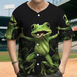 Bright Green Frogs Expressive Mouth Splayed Limbs Wildlife Lover Gift for Frog Lover Baseball Jersey