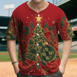 Christmas Trees Bell Ornament HO HO HO Holly Snow - Christmas Holiday Celebration Baseball Jersey