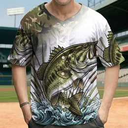 Large Bass Fish Marsh Reeds Woodland Camo - Fishing Enthusiast Gift Baseball Jersey