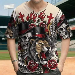 Roaring Lion Skull Wolf Eagle Red Crosses - Lifestyle Wear for Collectors of Iconic Imagery Baseball Jersey