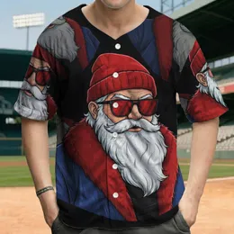 Cool Santa Red Beanie Sunglasses White Beard - Holiday Celebration Gift for Fans Baseball Jersey