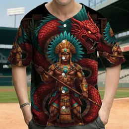 Mesoamerican Warrior Feathered Serpent Tribal Jungle - Ancient History Lover Gift Baseball Jersey