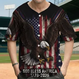 Bald Eagle American Flag God Bless America - Independence Day Gift for Veterans Baseball Jersey