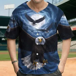 Bald Eagles Mountain Peaks Storm Clouds Full Moon Stars - Wildlife Lover Gift for Bird Watchers Baseball Jersey