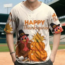 Turkey Pilgrim Hat Pumpkins Gourds Berries - Happy Thanksgiving Gathering Baseball Jersey