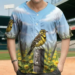 Yellow-breasted Lark Weathered Fence - Wildlife Lover Gift Baseball Jersey