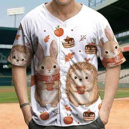 Bunny Hedgehog Autumn Scene Warm Mug - Autumn Harvest Gift for Animal Lovers Baseball Jersey
