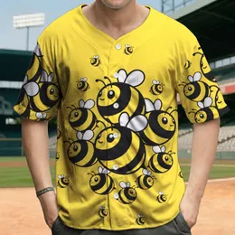 Bold Dynamic Stylized Cartoon Bees Summer Lifestyle Gift for Garden Enthusiast Baseball Jersey