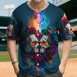 Gothic Skulls Roses Vines Flames Owl Compass - Surreal Fantasy Gift for Art Lover Baseball Jersey