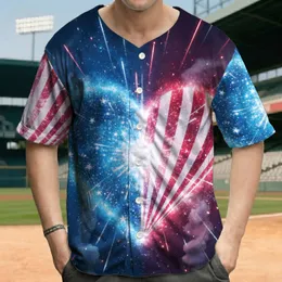 Red White Blue Fireworks Heart - Independence Day Gift for Veterans Baseball Jersey