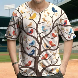 Colorful Birds on Bare Tree - Wildlife Lover Gift Baseball Jersey