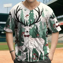 Spotted Antler Deer Evergreen Trees Fawns Mushrooms - Nature Lover Gift Baseball Jersey