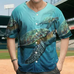Two Sea Turtles Coral Formations Aquamarine Water Scene - Wildlife Lover Gift Baseball Jersey