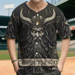 Nordic Horned Elder Figure Runic Banner - Dark Fantasy Art Lover Gift Baseball Jersey
