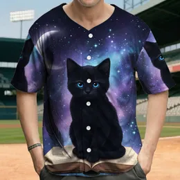 Black Kitten Open Book Moon Stars Cosmic Night Sky - Mystical Fantasy Gift Baseball Jersey