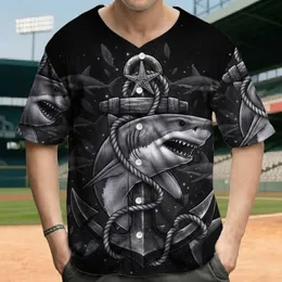 Dominant Great White Shark Anchor Starfish - Marine Life Lover Gift Baseball Jersey