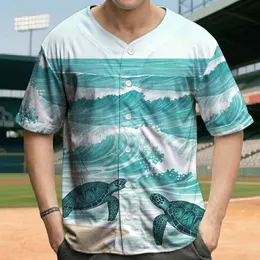 Dark Teal Sea Turtles Ocean Waves Sandy Beach - Coastal Beach Life Gift for Marine Wildlife Lover Baseball Jersey