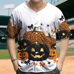 Leopard Print Black Jack-o'-Lantern Pumpkins Spiderwebs Spiders Bows - Halloween Party Baseball Jersey