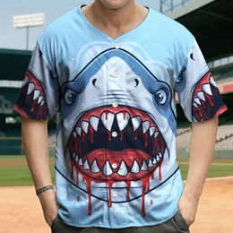 Menacing Cartoon Shark Head - Wildlife Lover Gift for Shark Enthusiast Baseball Jersey