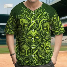 Eerie Tribal Faces Organic Swirls Vine Tendrils Chevron - Primitive Art Lover Gift Baseball Jersey