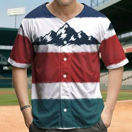 Jagged Mountain Range Horizontal Stripes - Adventure Lover Gift Baseball Jersey