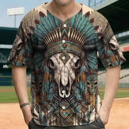 Bull Skull Tribal Headdress Horns Feathers Amulet Motifs - Boho Lifestyle Gift Baseball Jersey