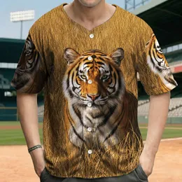 Majestic Tiger Facing Forward Golden Savannah Grass - Wildlife Lover Gift Baseball Jersey