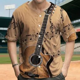 Acoustic Guitar Fretboard Swirling Musical Notes Wood Grain - Music Lover Gift for Musicians Baseball Jersey