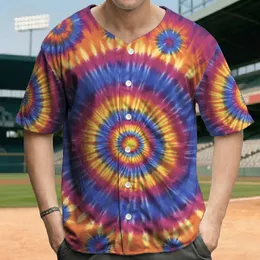 Yellow Orange Magenta Blue Purple Tie-Dye Spiral Swirls - Boho Lifestyle Gift Baseball Jersey