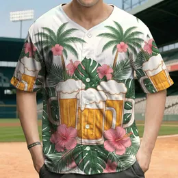 Frothy Beer Mugs Palm Hibiscus - Tropical Lifestyle Gift for Drink Lover Baseball Jersey