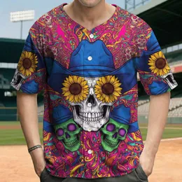 Day of the Dead Skulls Cowboy Hats Sunflowers - Boho Lifestyle Gift for Day of the Dead Lover Baseball Jersey