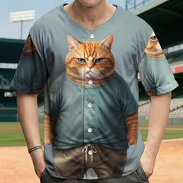 Grumpy Orange Cat in Teal Shirt Khaki Pants - Animal Lover Gift for Cat Owners Baseball Jersey