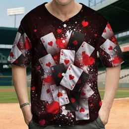 Scattered Playing Cards Red Hearts Black Spades Paint Splatter - Card Player Gift for Poker Lovers Baseball Jersey