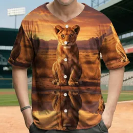 Majestic Young Lion Cub African Savanna Sunset Clouds Reflection - Wildlife Lover Gift Baseball Jersey
