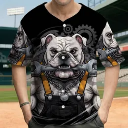 Muscular White Bulldog Mechanic Wrench Industrial Gears - Mechanic Lover Gift Baseball Jersey